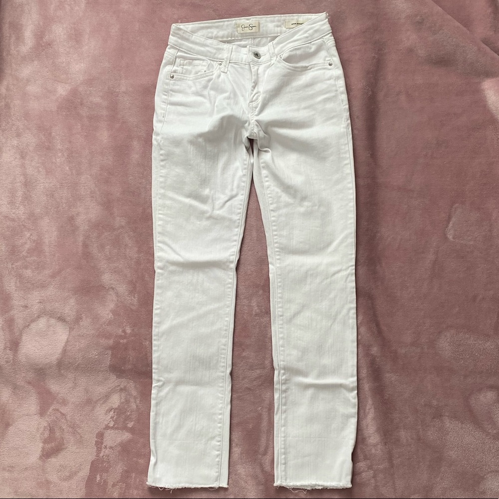 Jessica Simpson arrow straight white jeans